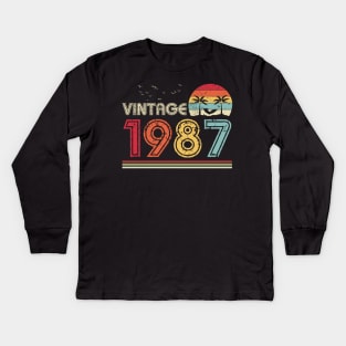 Vintage 1987 Limited Edition 34th Birthday Gift 34 Years Old Kids Long Sleeve T-Shirt